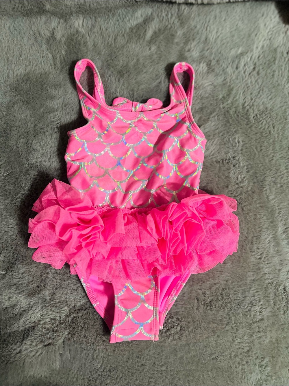 Cat & Jack Pink Ruffle Mermaid One-Piece Swim Suit